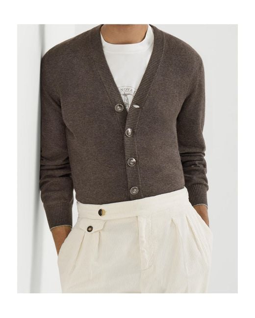 Brunello Cucinelli Brown Cashmere Cardigan for men