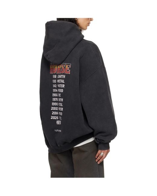 Lu'u Dan Gray Horse Year Series Long-Sleeved Oversized Hoodie for men