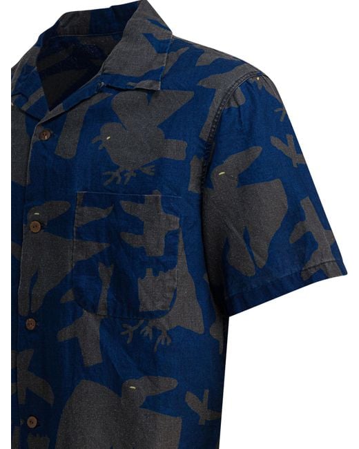 Kapital Blue Abstract-Print Shirt for men