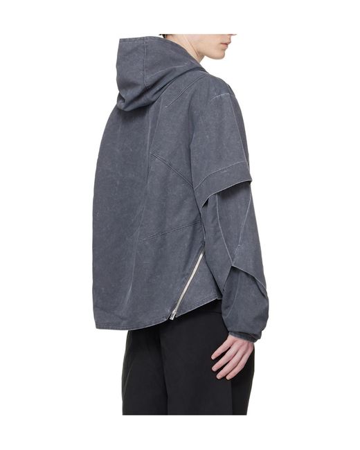 HELIOT EMIL Blue Crinis Hooded Casual Jacket for men