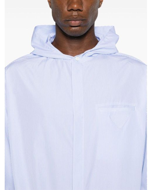 シャツ PRADA SC794_15PE HOODED COTTON SHIRT Sky Blue Hooded cotton shirt | PRADA