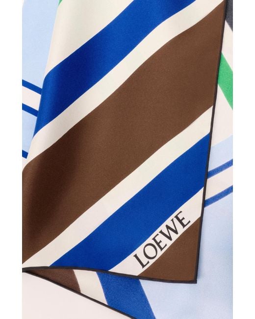 Loewe Blue Logo Pattern Silk Scarf for men