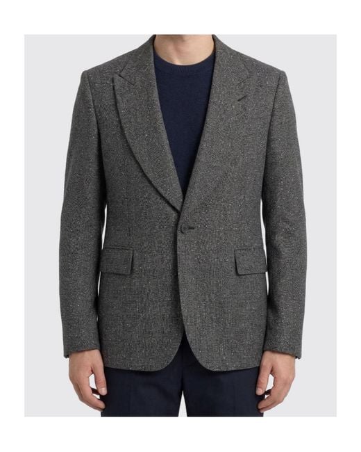 McQueen Gray Single Breasted Embellished Jacket for men