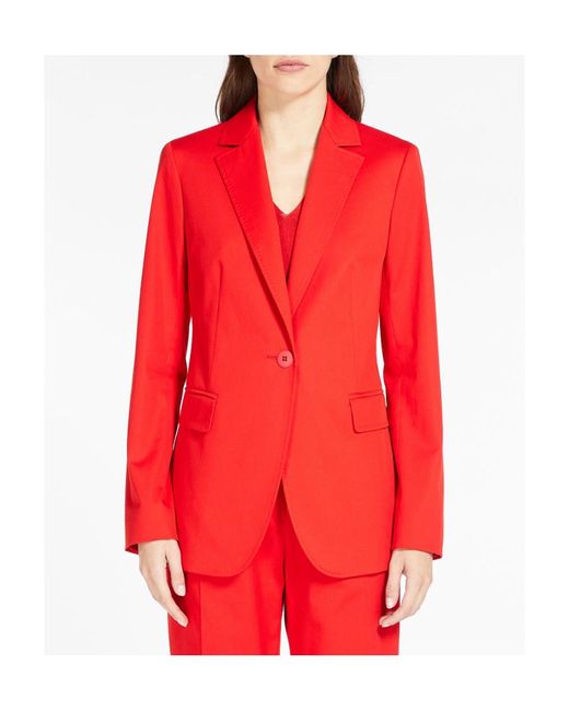 Max Mara Red Single-Breasted Blazer