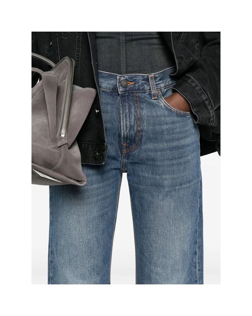 Haikure Blue Logo Patch Straight-Leg Jeans