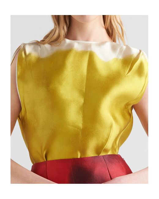 Prada Yellow Crewneck Sleeveless Top