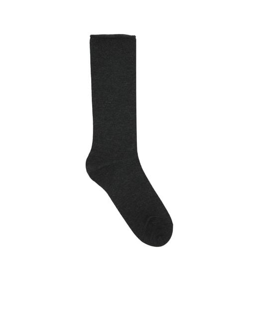 Brunello Cucinelli Black Fine-Knitted Rolled Trim Socks