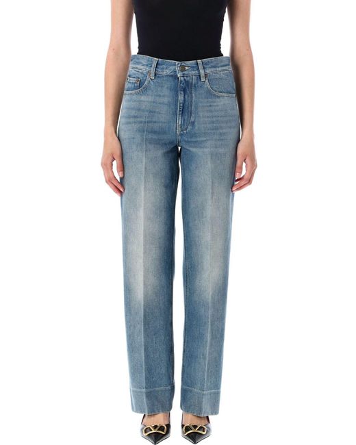 Valentino Blue Logo Patch Classic Jeans