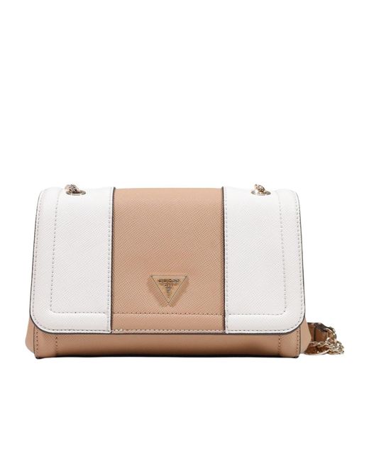Guess White Noelle Saffiano Mini Crossbody
