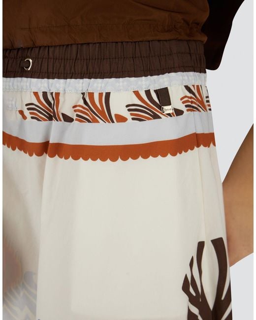 Herno White Summer Printed Midi Skirt