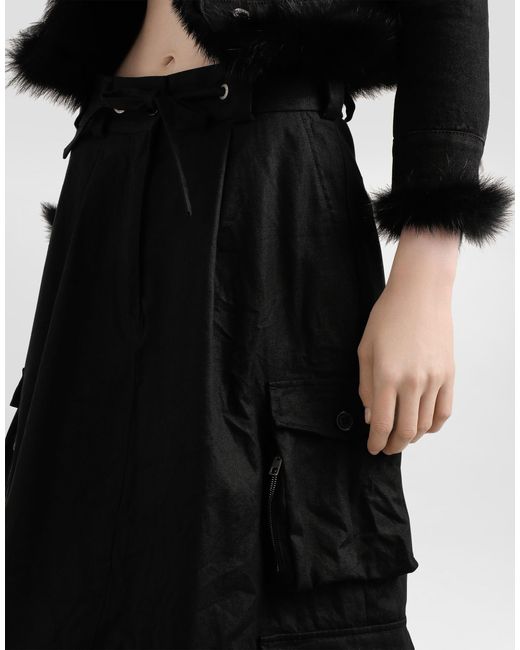 Dolce & Gabbana Black Drawstring Midi Cargo Skirt