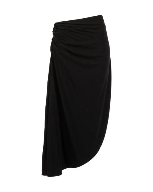 Twinset Black Gathered Slit Midi Skirt