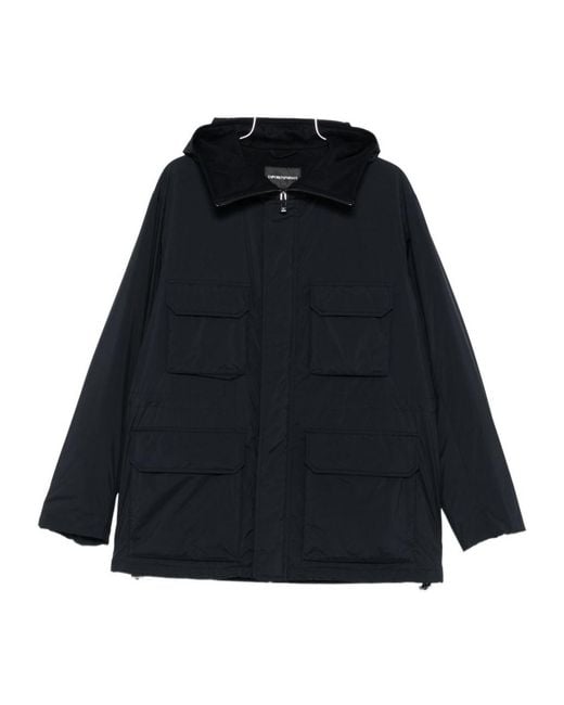 Emporio Armani Black Pocket Detailed Hooded Jacket for men