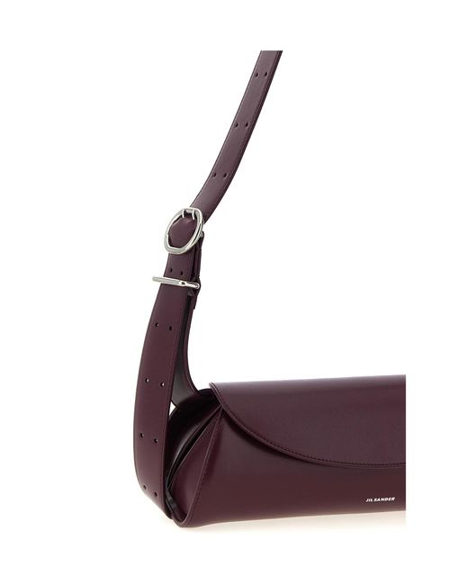 Jil Sander Purple Cannolo Logo Stamped Small Shoulder Bag