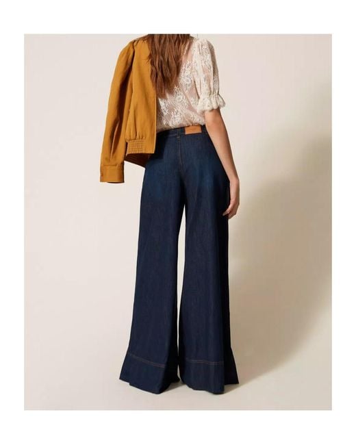 Twinset Blue Stitched Palazzo Jeans
