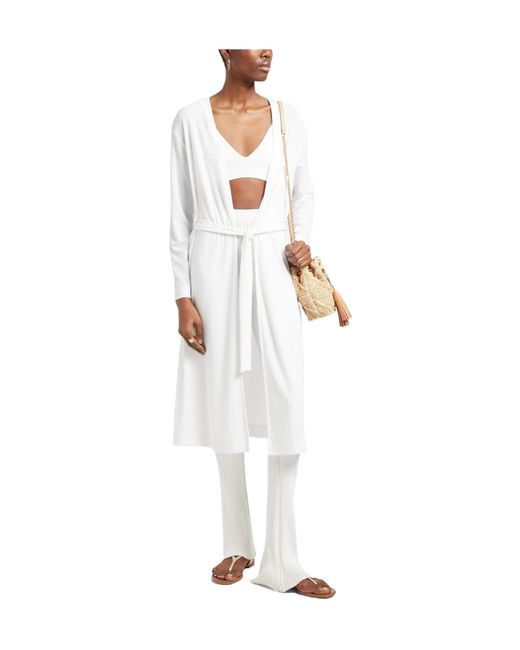 Max Mara White Solid-Color Lightweight Knit Top
