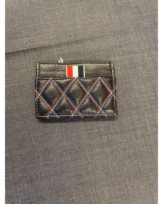 Thom Browne Black Quilted-Effect Cardholder for men
