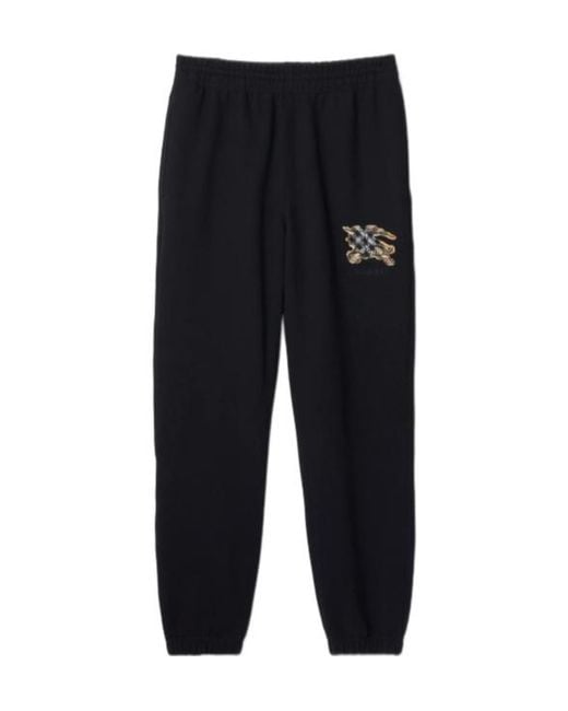 Burberry Black Ekd Check Cotton Jogging Pants for men