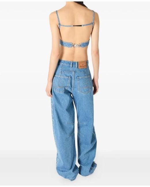 MARINE SERRE Blue Cutout Overalls