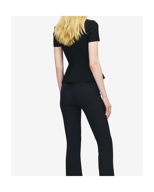 McQueen Black Lace Ribcage Jacquard Peplum Top
