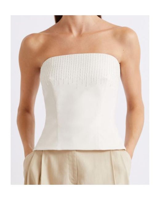 Marella White Stretch Canvas Corset Top