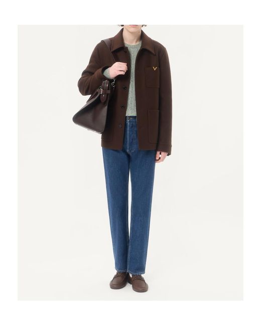 Valentino Brown Vgold Button-Up Jacket for men