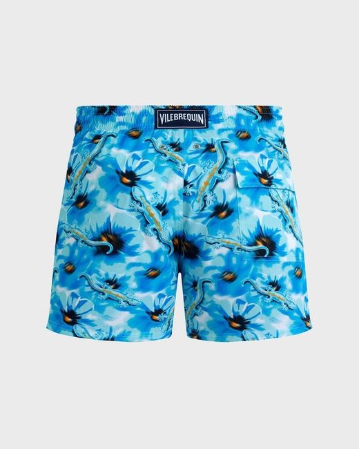Vilebrequin Blue Poppies &Amp; Geckos Stretch Swim Shorts for men
