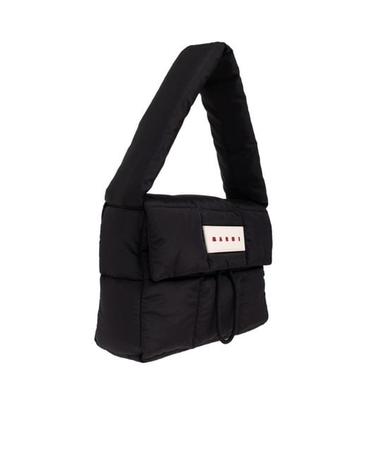 Marni Black Logo Patch Padded Shoulder Bag