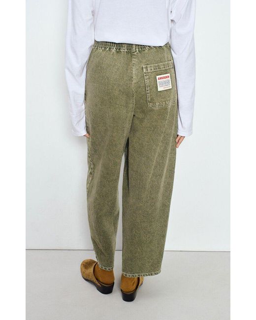 American Vintage Green Elastic-Waist Casual Trousers