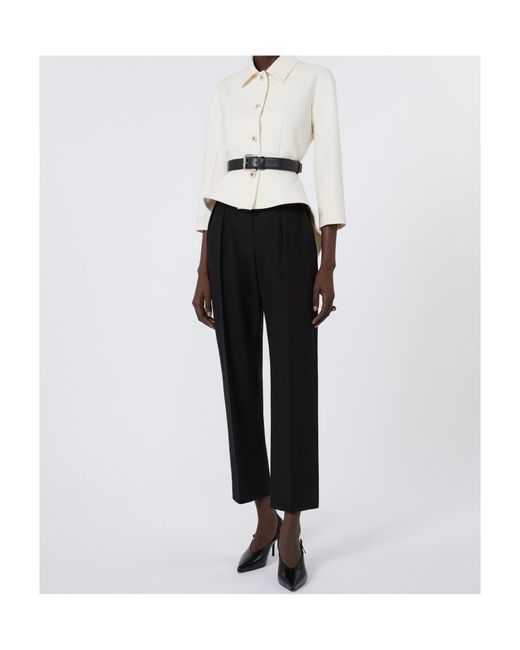 Max Mara White Sabie Single-Breasted Long-Sleeved Jacket