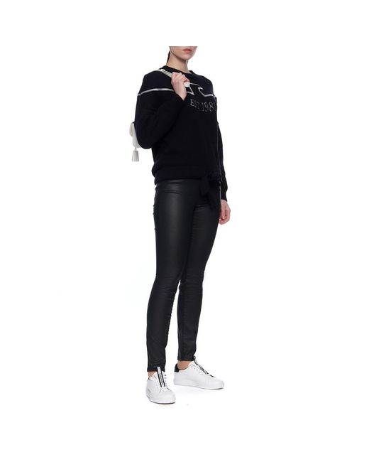 Emporio Armani Black Embroidered-Logo Cotton Jumper