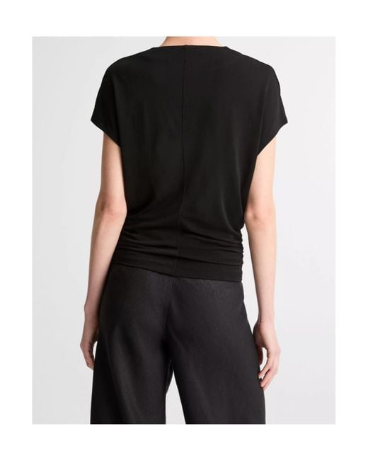 Vince Black Crepe Flutter-Sleeve V-Neck Top