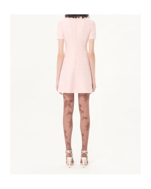 Valentino Pink Embroidered Tweed Short Dress