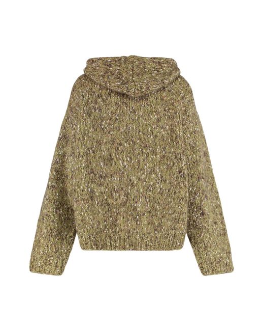 Miu Miu Green Zip-Up Knitted Hoodie