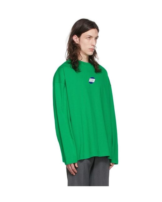 we11done Green Logo-Print Long-Sleeved T-Shirt for men