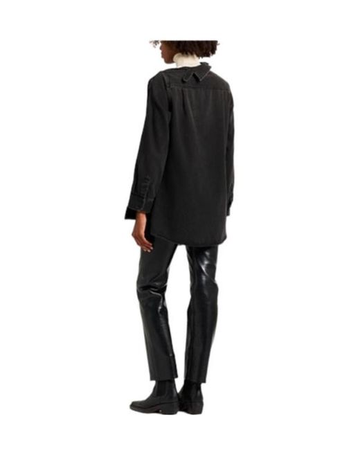 MM6 by Maison Margiela Black Denimsatin Longsleeve Top