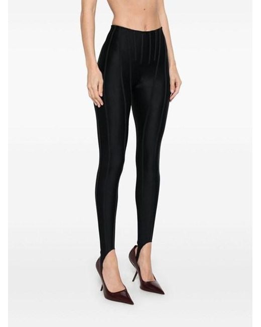 Mugler Black Panelled Corseted Leggings