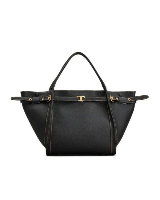 Tod's Black T Timeless Small Tote Bag