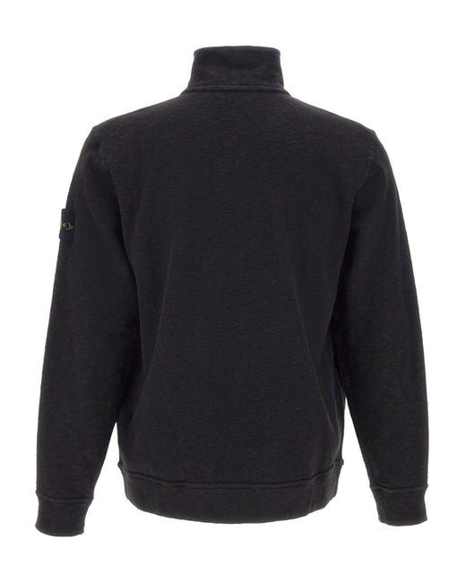 Stone Island Blue Logo Patch Zipped Sweatshirt for men