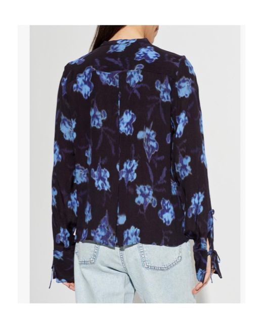 Rag & Bone Blue Floral-Print Blouse
