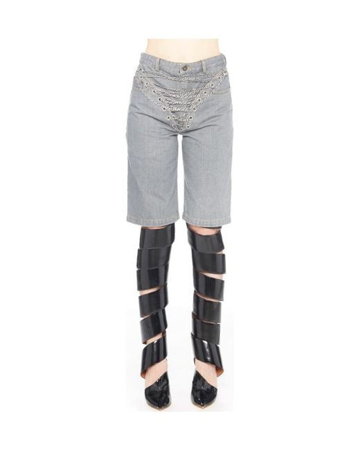 Y. Project Gray Front Cross-Chain Trim Shorts