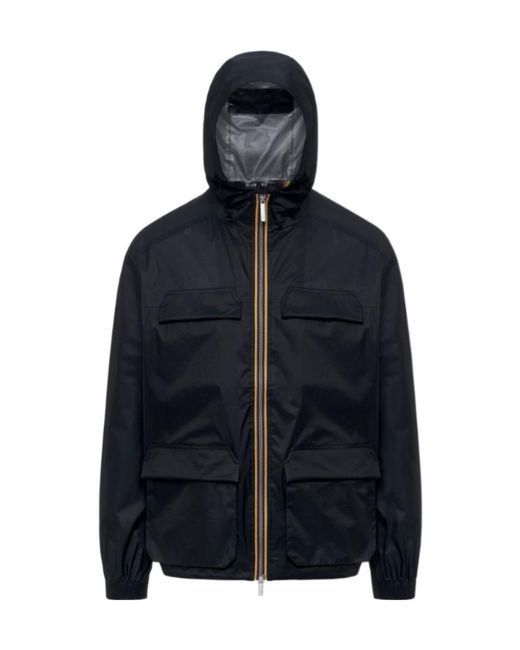 K-Way Blue Lightwind Zip Pocket Hooded Jacket for men
