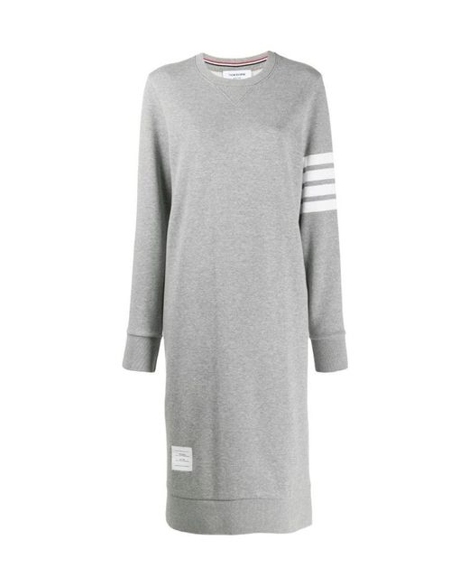 Thom Browne Gray 4-Bar Sleeve Sweatshirt Dress