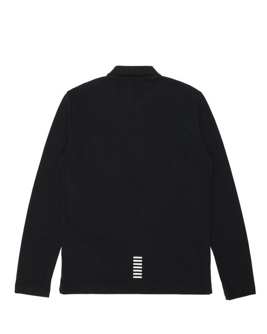 EA7 Black Logo Printed Polo Shirt for men