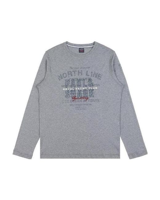 Paul & Shark Gray Logo Long-Sleeved T-Shirt for men