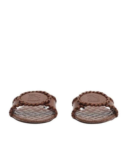 Burberry Brown Knight Stamp Crest Slides
