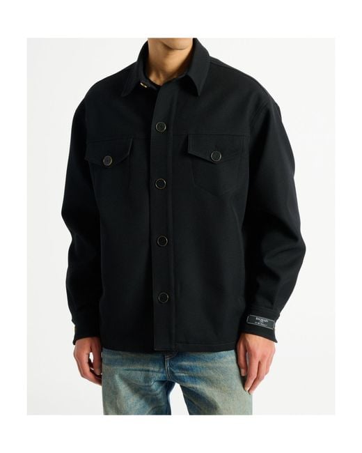 Balmain Blue Button-Front Shirt Jacket for men