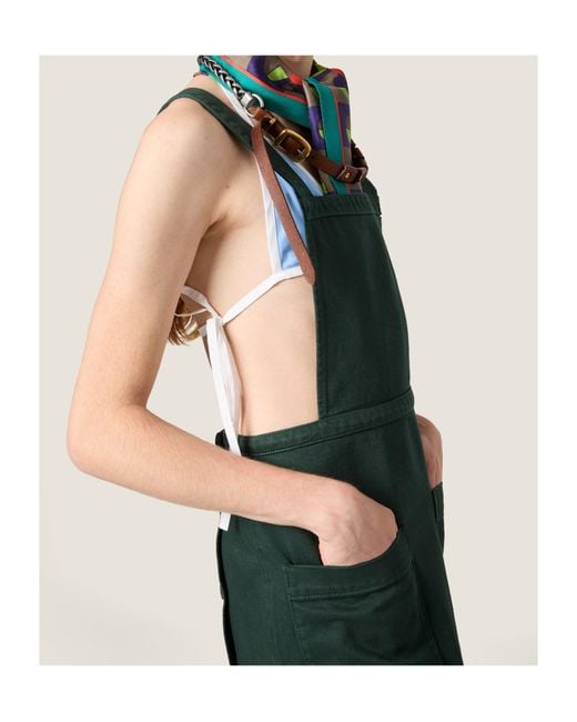 Miu Miu White Studded Chain Leather Necklace