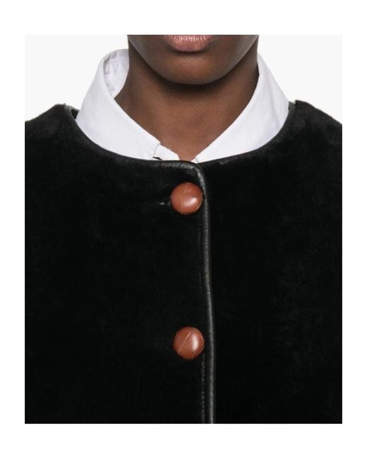 Blazé Milano Black Button-Up Shearling Jacket