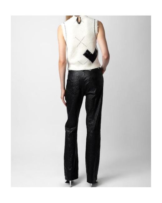 Zadig & Voltaire White Sequin-Embellished Chunky-Knit Vest